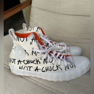 White and Orange converse for Mens size 8